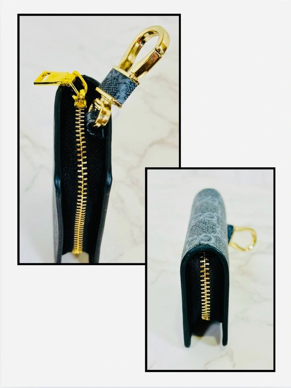 A-1BX: CAR KEYS & FOB HOLDER: Navy Blue w/GG Monogram, NWOT